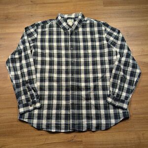 LL Bean Scotch Plaid Flannel Shirt Mens XXL Green Traditional Fit Vintage